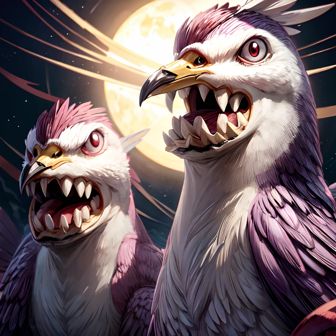 Horrifying pidgeons, anime villains creatures birds
