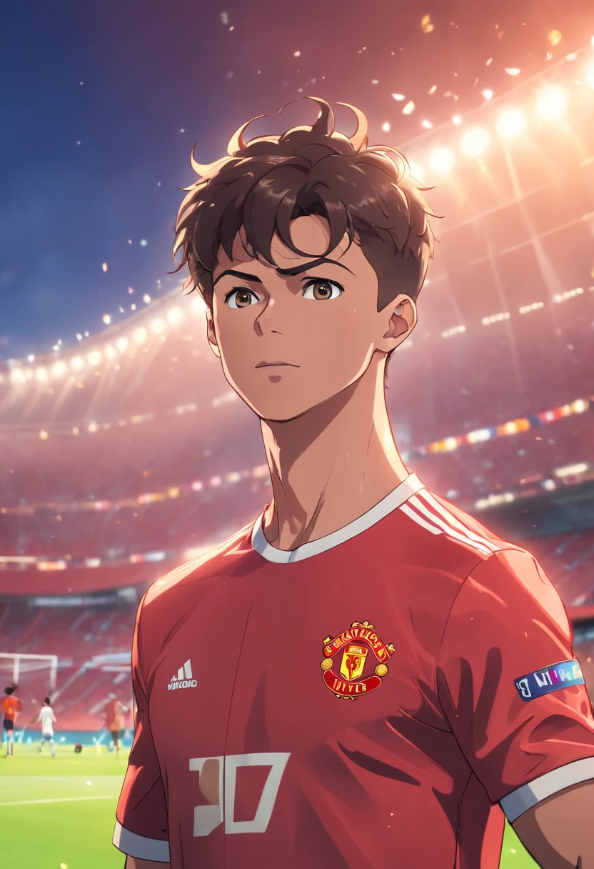 cristiano ronaldo, Manchester United,(Estilo Pixar) (master part:1.2) (Bokeh) (best quality) (pele detalhada) (textura detalhada) (8k) (argila) (Cinematic lighting) (foco nítido)