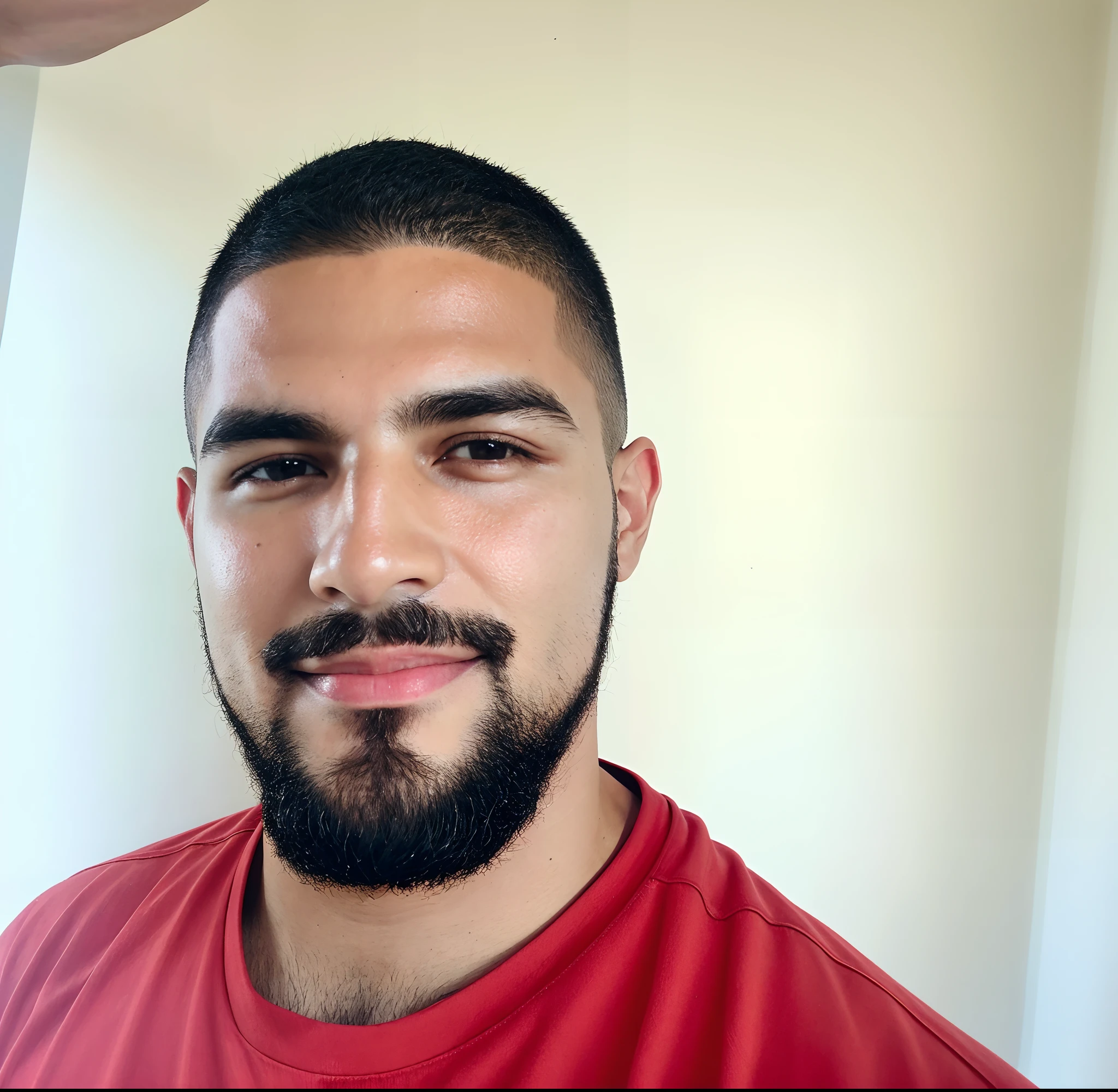 there is a man with a beard and a red shirt, with a small beard, caio santos, david rios ferreira, mohamed reda, icaro carvalho, without beard and mustache, without beard, ronaldo nazario fenomeno, small beard, carmelo blandino, edu souza, luis melo, ronaldo nazario, dan dos santos