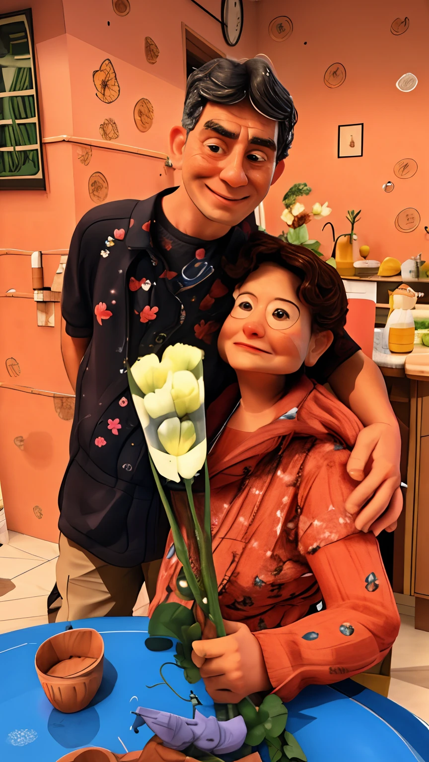 They are posing for a photo with a bouquet of flowers, Directed by: Nandor Soldier, momma and papa, Casal feliz, Lovely couple, Directed by: Juan Carlos Stekelman, Directed by: Fernando Gerassi, Directed by: Luis Miranda, Directed by: David Ruby, Directed by: Bernat Sanjuan, Directed by: Ramon Silva, Directed by: Willian Murai, coluna