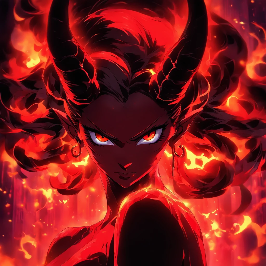(best quality,4k,8k,highres,masterpiece:1.2),ultra-detailed,(realistic,photorealistic,photo-realistic:1.37),hot thicc succubus mama with long black hair, intense black lips, wearing a revealing black leather outfit adorned with BDSM elements. Her attire consists of a seductive bustier, accentuating her voluptuous figure. Her skin is a captivating shade of fiery red, exuding a demonic allure. Elegantly sprouting from her back are a pair of majestic demon wings, exquisitely detailed with intricate patterns. Atop her head, she possesses mesmerizing tiefling horns, exemplifying her otherworldly presence. The artwork should capture her enticing aura, showcasing her confidence and power. The light in the scene should emphasize the seductive curves of her body, casting dramatic shadows and highlights. The color palette should evoke a sense of darkness and desire, with rich contrasting tones of black, red, and deep maroons.