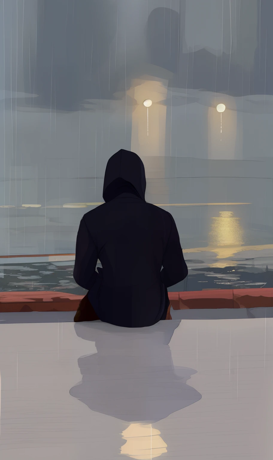 jeune homme capuche ???? sous la pluie avec épée