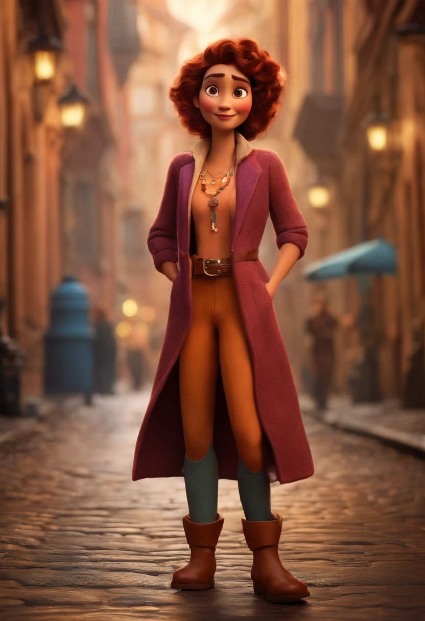 Criar um personagem no estilo pixar dentro de um jaleco. personagem morena