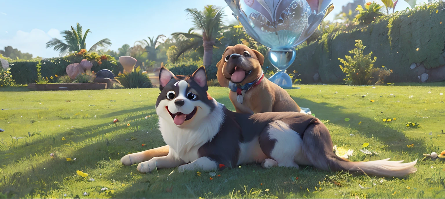 adorable cute dog in pixar style, Disney style, pixar animation, character design, renderman, cozy lighting