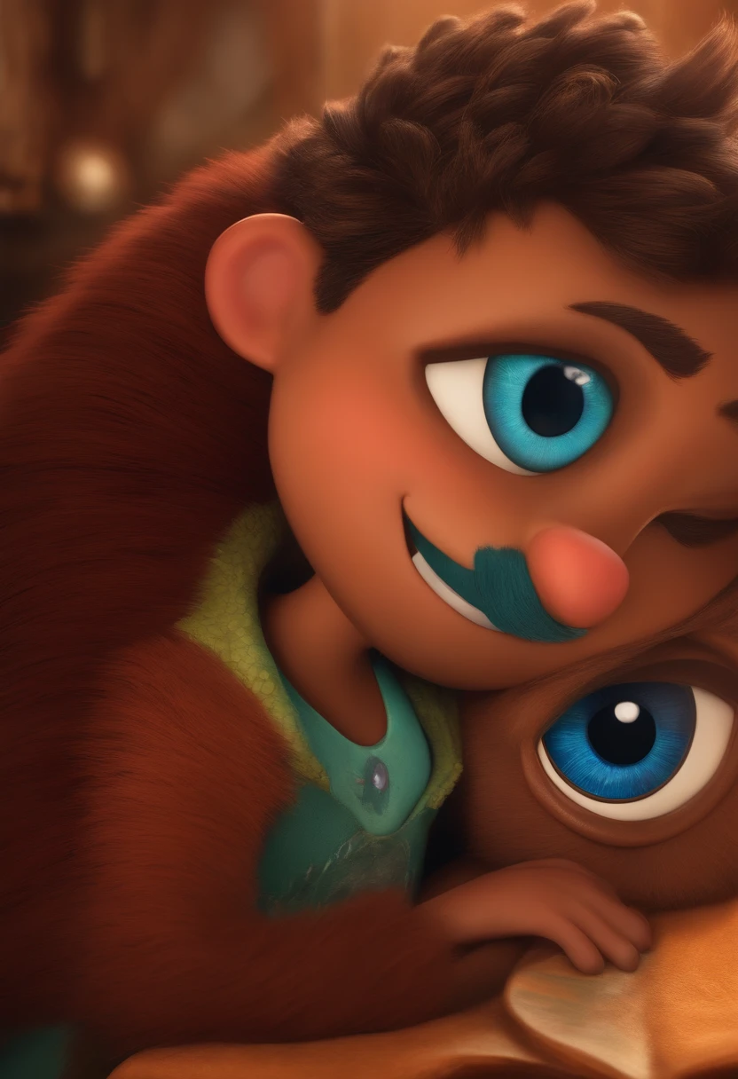 Criar um personagem no estilo pixar dentro de um jaleco. personagem moreno,olhos castanhos e barba