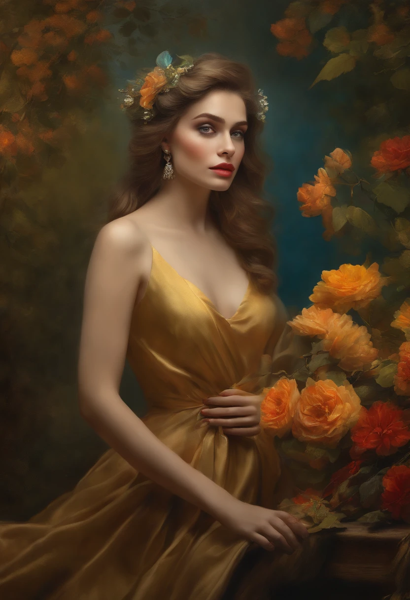 (8k, best quality, master part: 1.2), (best quality: 1.0), (ultra-high resolution: 1.0), Aquarela, uma mulher bonita, (pupilas brilhantes,Pupilas azuis),Ombros, headband, Inês Cecil, retrato do busto, design extremamente brilhante, pastels colors, Luzes de outono, Cinza mal-humorado, estilo gritty estilo Alexei Savlasov, Ivan Shishkin, Ilya Repin, (Card retouching: 1.2), 2D, (oil painting: 1.2) altamente detalhado