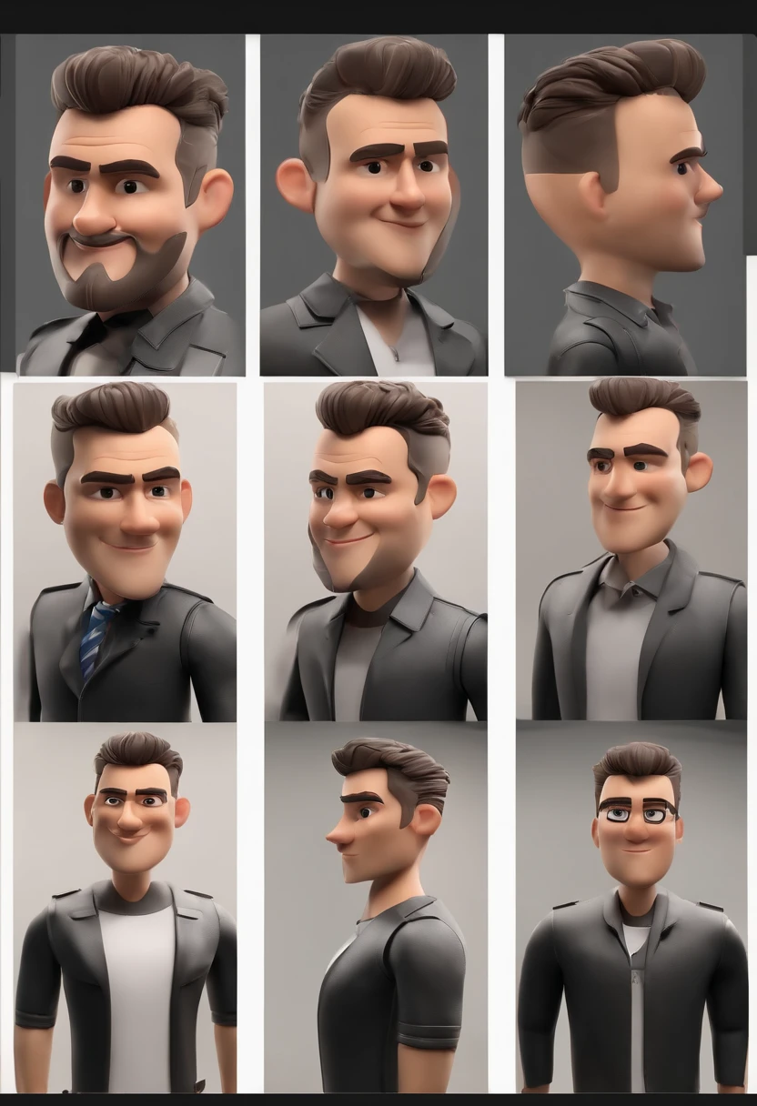 Personagem dos desenhos animados de um homem com cabelo curto preto escuro e uma camisa com listras horizontais preto com branco, animation character, Caractere estilizado, animation style rendering, 3D estilizado, Arnold Maya render, 3 d render stylized, toon render keyshot, Personagem 3D, Personagem 3D, 3d rendering stylized, 3 d character render, personagem de desenho animado, Personagem de close up, Pose de personagem,  (Estilo Pixar) (master part:1.2) (Bokeh) (best quality) (pele detalhada) (textura detalhada) (8k) (argila) (Cinematic lighting) (foco nítido