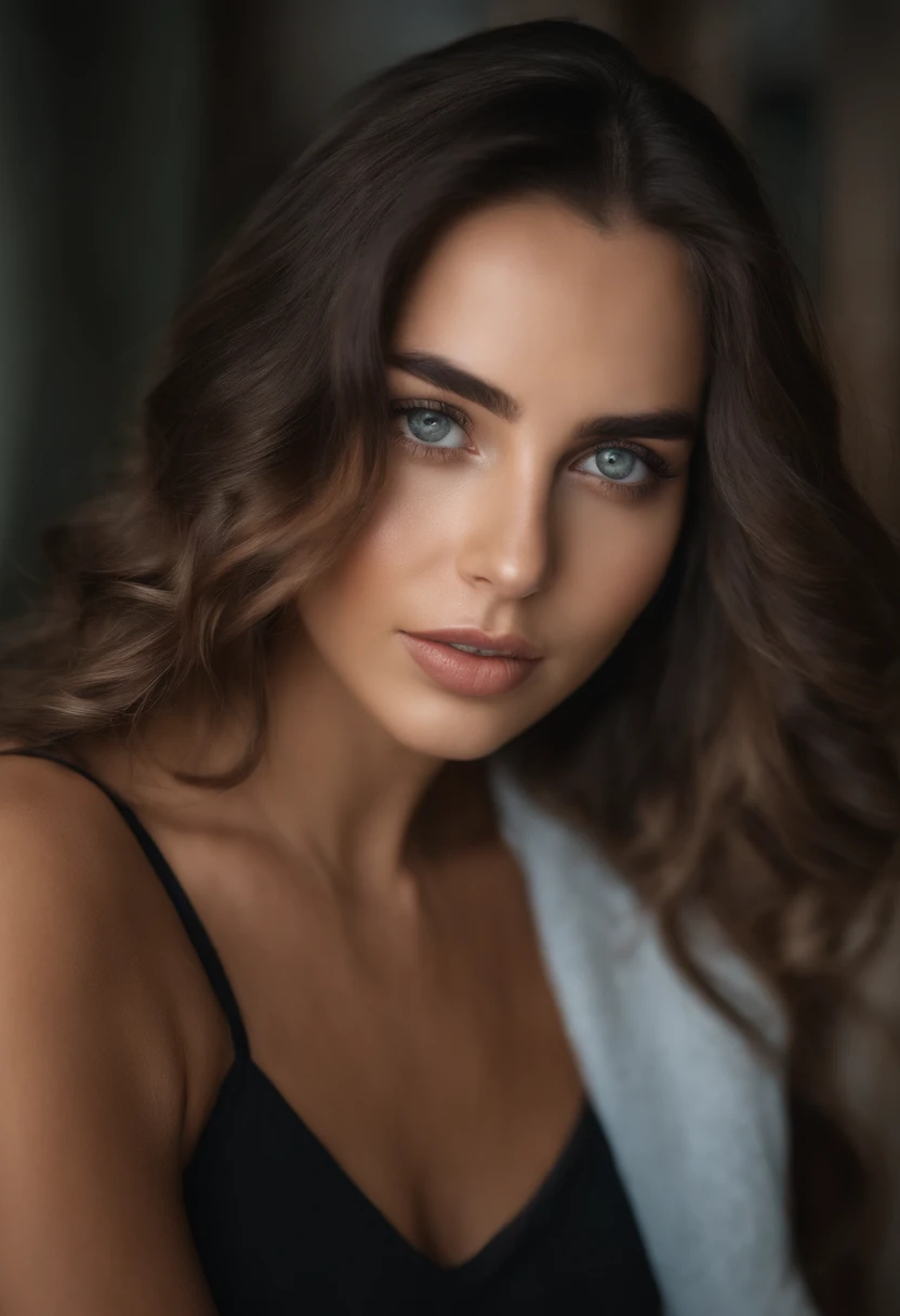 Femme Arafed complètement , ana de armas, fille sexy aux yeux bruns, ultra réaliste, Méticuleusement détaillé, Portrait Sophie Mudd, cheveux bruns et grands yeux, Selfie d’une jeune femme, Yeux de chambre, Violet Myers, sans maquillage, maquillage naturel, Regarder directement la caméra, Visage avec Artgram, Maquillage subtil, Superbe photo du corps entier agenouillée sur le lit, dans le salon, Buste de taille moyenne à grande