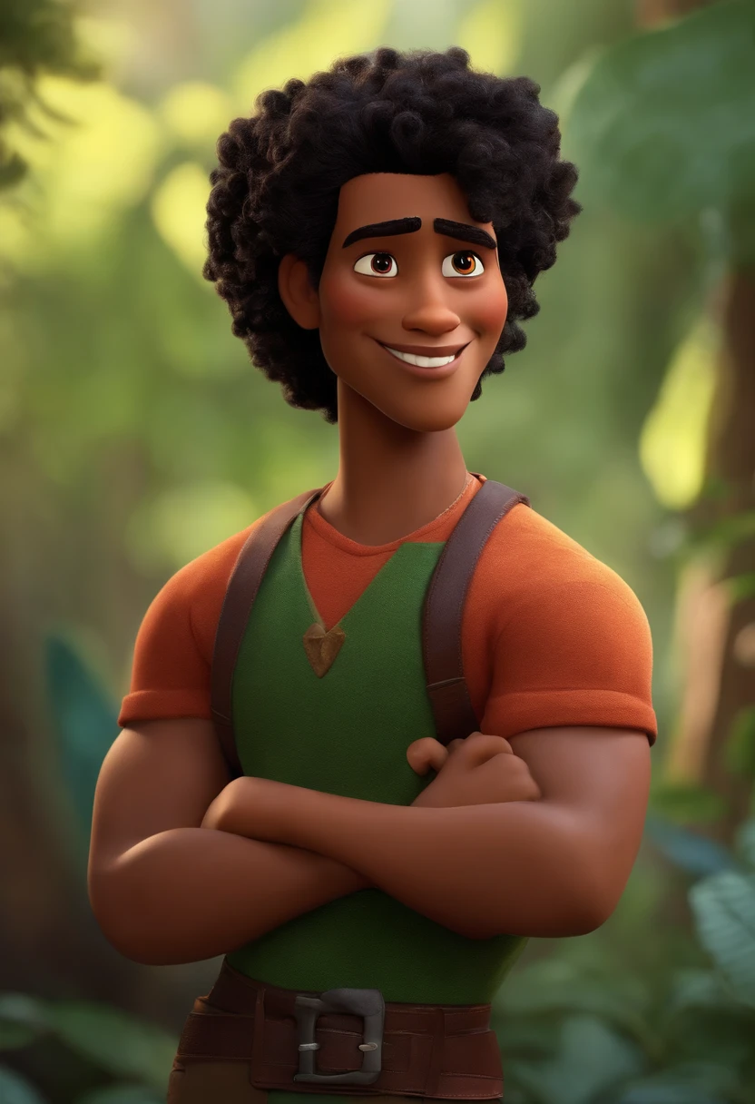 Criar um personagem no estilo pixar dentro de um jaleco. personagem negro ,cabelo crespo olhos castanhos 29 anos