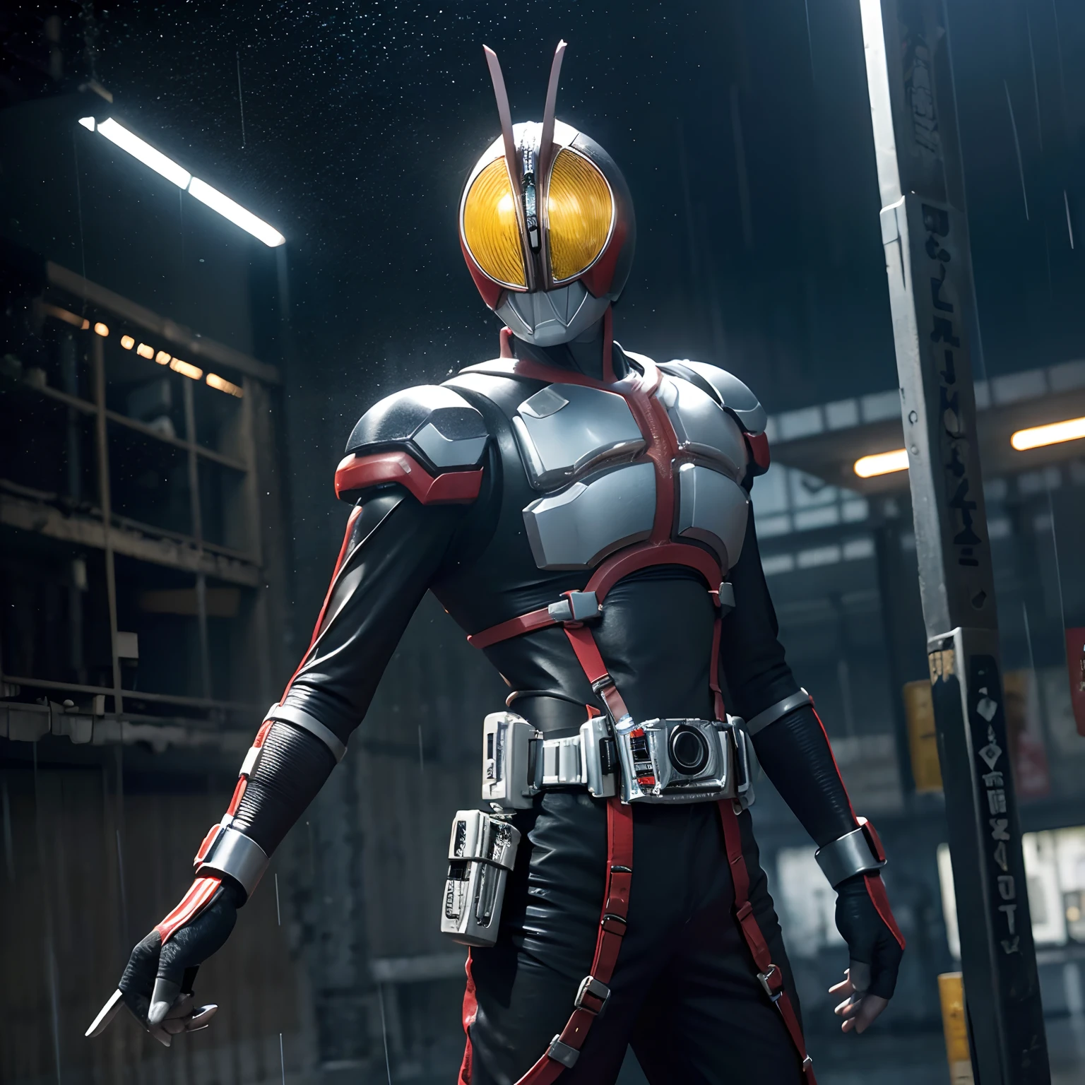 nai
Keywords special drama, holster, Kamen Rider, belt, beetle, armor, rainy day,Single person, confused,The dystopian future, the light particles of science fiction