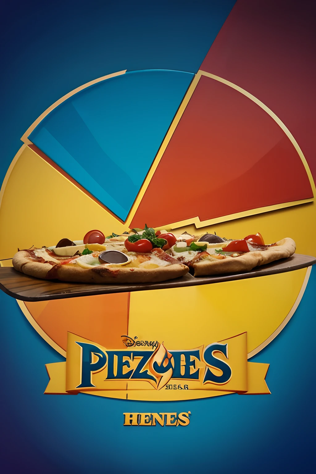 desenhe uma pizzaria da disney com o logo escrito heros