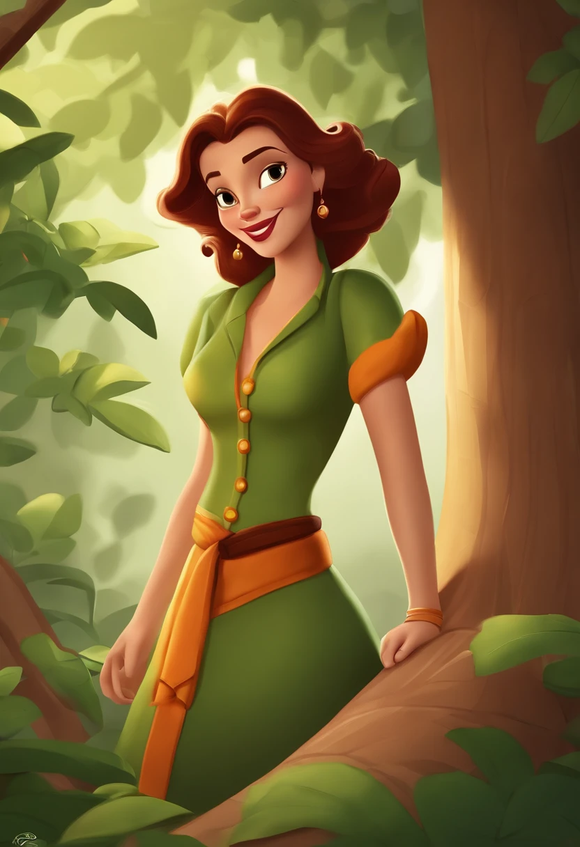 Desenho animado de um esquilo vestindo um avental verde e camisa laranja, imagem de desenho animado bonito, sombras dos desenhos animados, personagens bonitos, criaturas fofas da floresta, estilo dos desenhos animados, cartoon illustrations, Disney, ..3d, ..3d, escultura, arte, circunstanciado