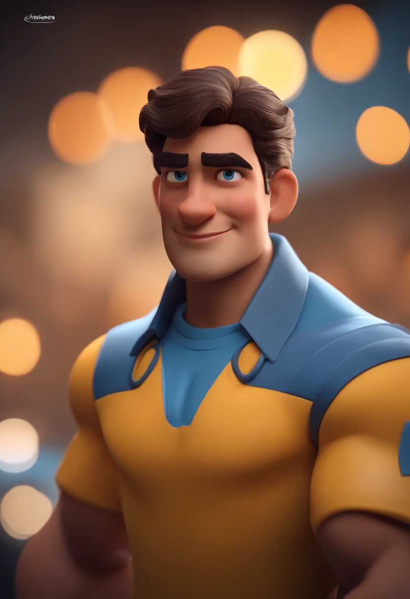 personagem dos desenhos animados de um homem com com topete , olhos azuis e uma camisa azul, animation character, Caractere estilizado, animation style rendering, 3D estilizado, Arnold Maya render, 3 d render stylized, toon render keyshot, Personagem 3D, Personagem 3D, 3d rendering stylized, 3 d character render, personagem de desenho animado, Personagem de close up, Pose de personagem, (Estilo Pixar) (master part:1.2) (Bokeh) (best quality) (pele detalhada) (textura detalhada) (8k) (argila) (Cinematic lighting) (foco nítido