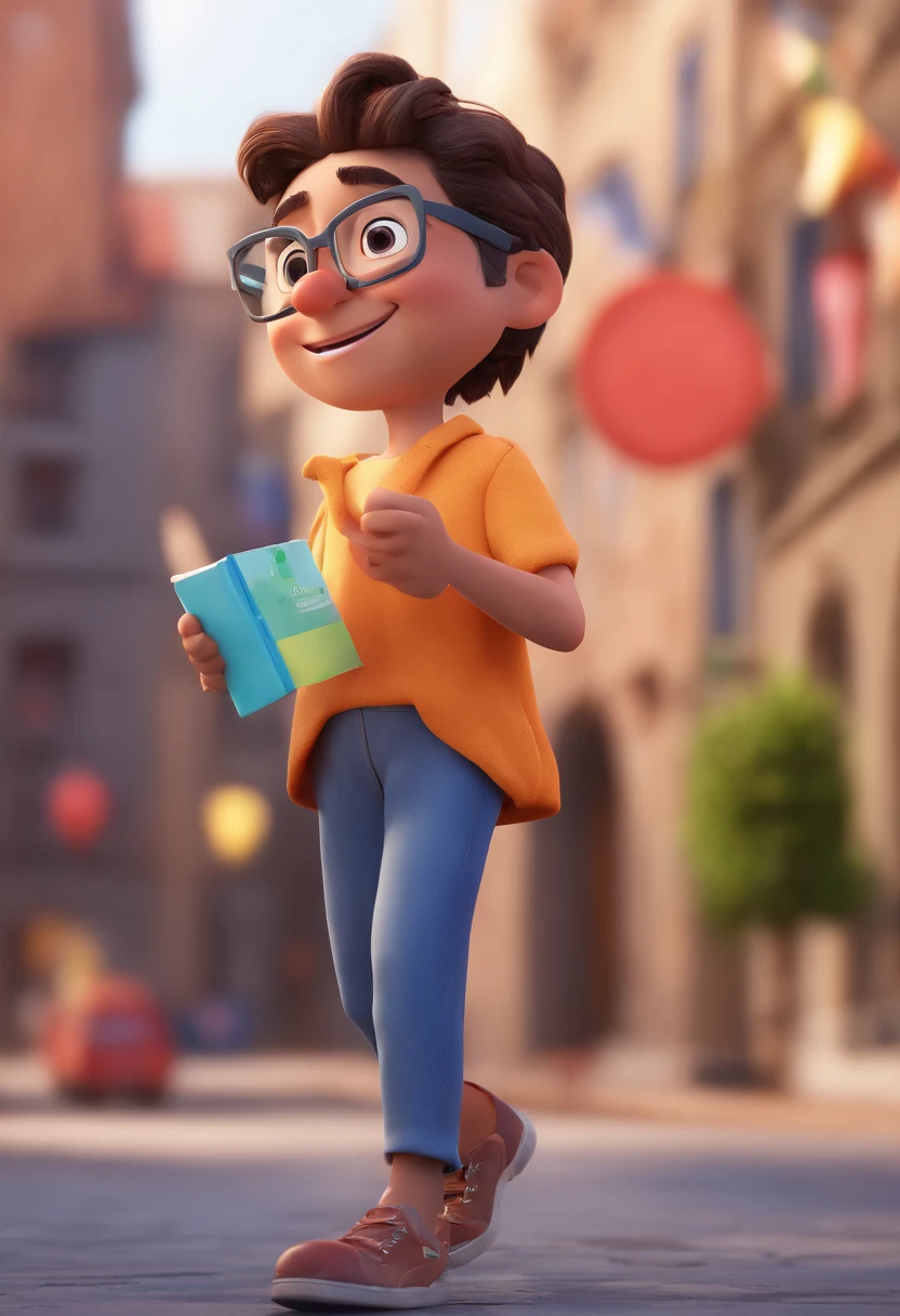 Cartoon character of a man wearing black glasses and a blue shirt, um personagem animado, Caractere estilizado, animation style rendering, 3D estilizado, Arnold Maya render, 3 d render stylized, toon render keyshot, Personagem 3D, Personagem 3D, 3d rendering stylized, 3 d character render, personagem de desenho animado, Personagem de close up, Pose de personagem, (Estilo Pixar) (master part:1.2) (Bokeh) (best quality) (pele detalhada) (textura detalhada) (8k) (argila) (Cinematic lighting) (foco nítido,Senta e vaza a parte superior do corpo