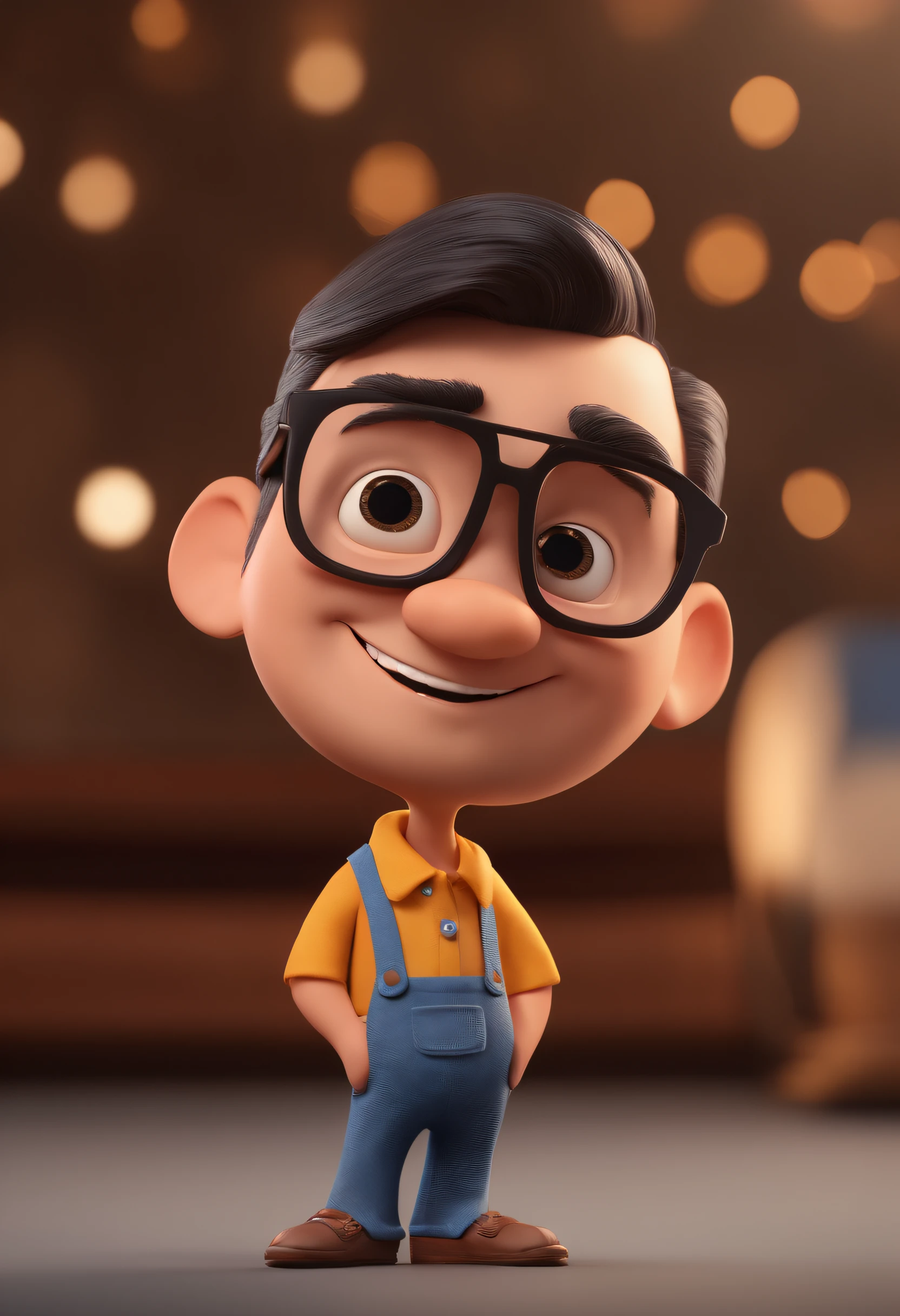Cartoon character of a man with black glasses and a blue shirt, animation character, Caractere estilizado, animation style rendering, 3D estilizado, Arnold Maya render, 3 d render stylized, toon render keyshot, Personagem 3D, Personagem 3D, 3d rendering stylized, 3 d character render, personagem de desenho animado, Personagem de close up, Pose de personagem, (Estilo Pixar) (master part:1.2) (Bokeh) (best quality) (pele detalhada) (textura detalhada) (8k) (argila) (Cinematic lighting) (foco nítido