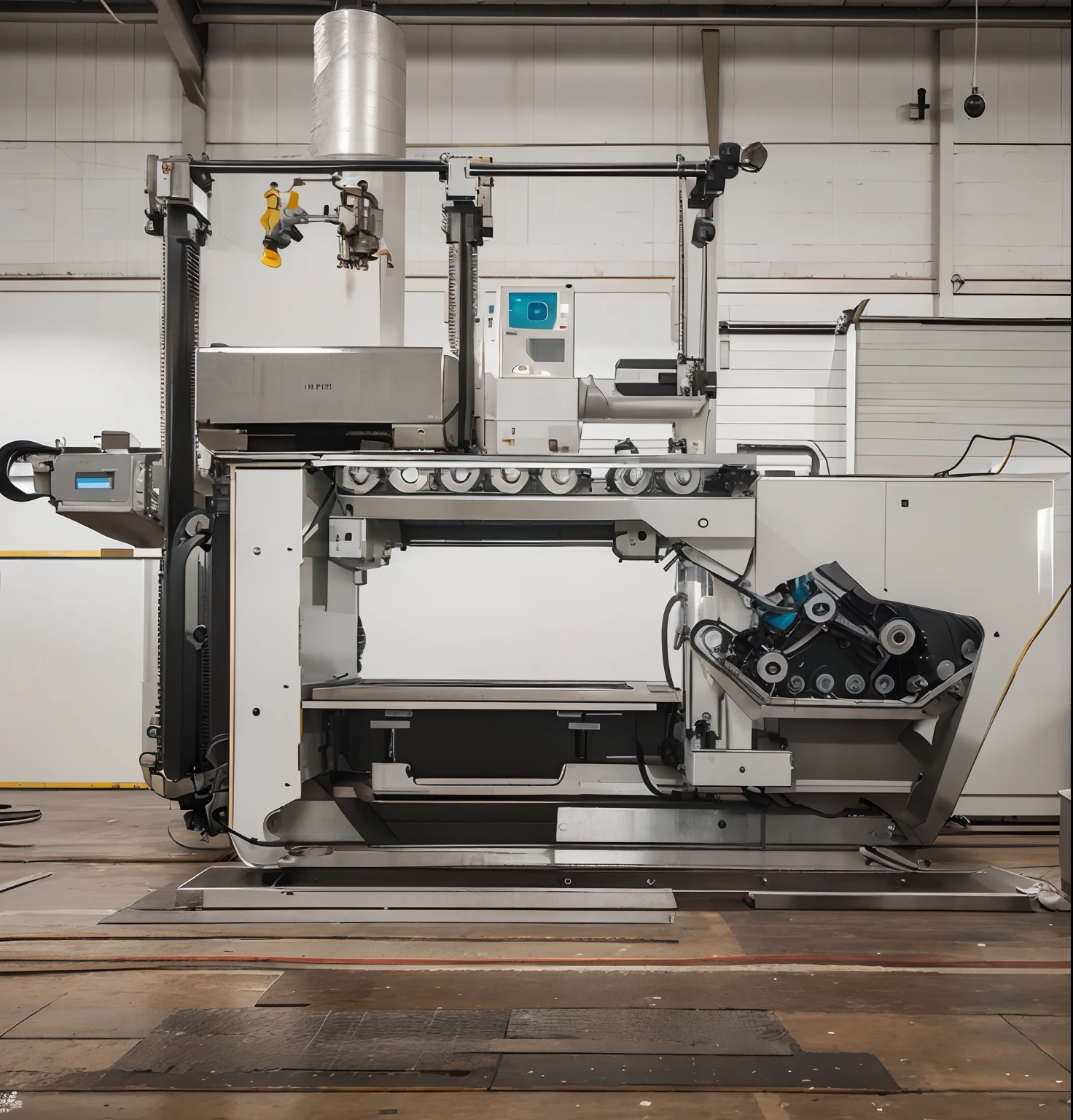 (melhor qualidade 8k, Technological Finishing of White Minimalist Modern Industrial Machines)