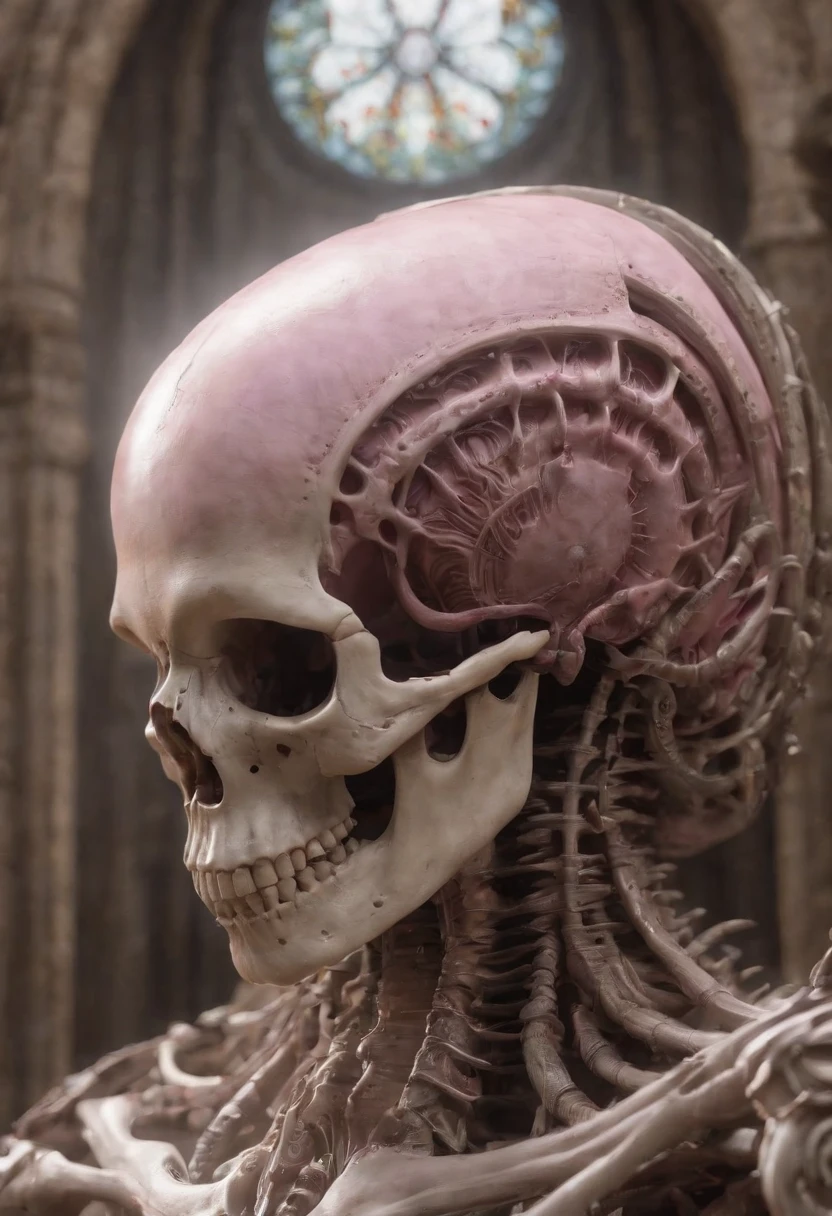 Rolled Skull Pink Church Stained Glass Corona General Plan PTS with Mushroom Texture on Face Covering Eyes HR Giger, best quality, alta qualidade, detalhes intrincados, Ultra sharp and extremely detailed CG Unity 8K wallpaper, chromatic aberration, extremamente detalhado, trending on ArtStation, trending in cgsociety, High detail, Biomechanics Bioorganic Midjourney Eye Art, 4k, master part, high resolution, Absurdo, Natural volumetric lighting and better shadows, profundidade de campo, foco nítido, 4k, master part, high resolution, Absurdo, Natural volumetric lighting and better shadows, profundidade de campo, Foco Afiado RH Giger, 4k, master part, Altas, Absurdoos, Natural volumetric lighting and better shadows, profundidade de campo, foco nítido
