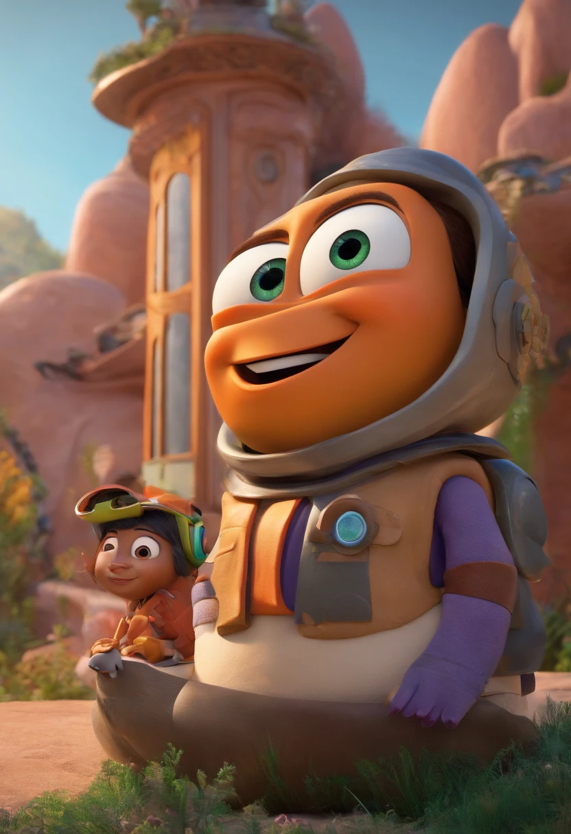Um arquiteto de sonhos futurista, mas realista, inspired by Pixar animation, de perto. The character takes center stage with captivating facial expressions, oferecendo um toque de irrealidade.