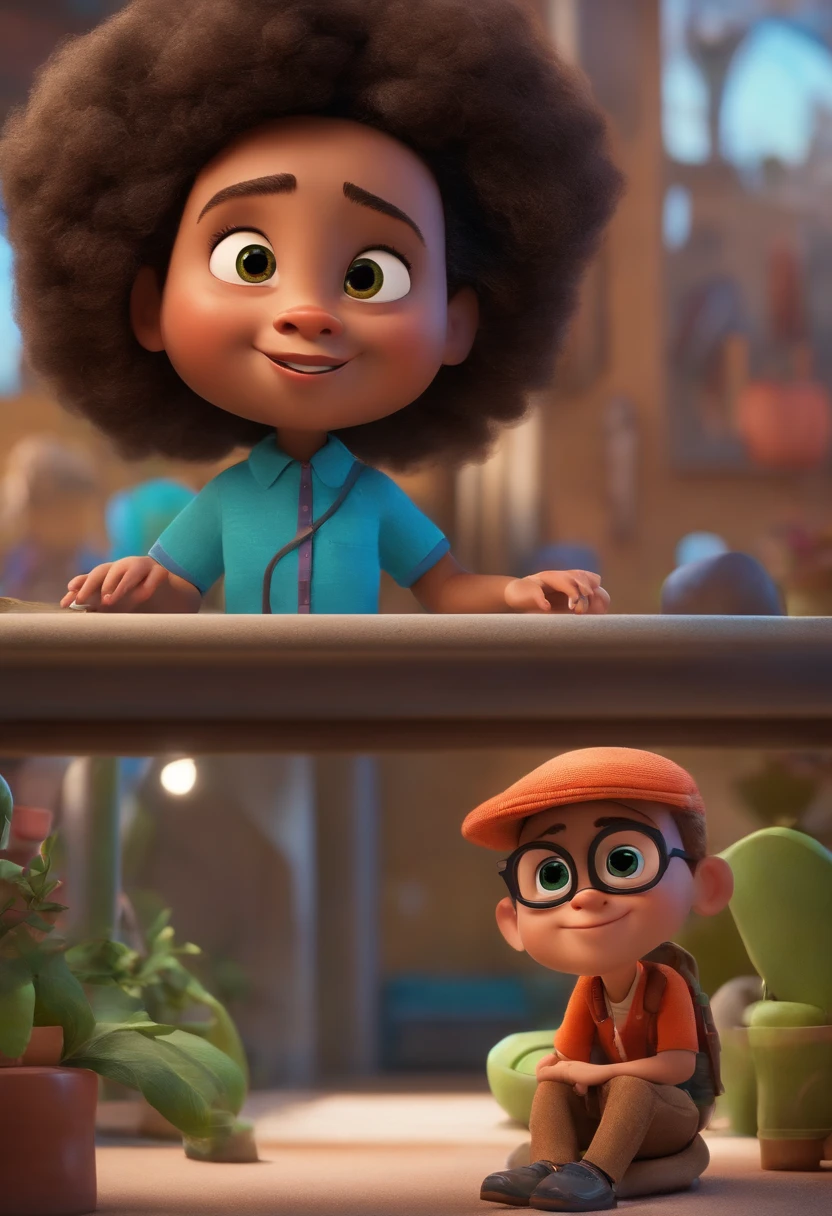 filme A empreendedora 2023 estilo filmes Pixar, Com nome "A empreendedora", poster, with credits, de 21 anos, cabelos longos, preto e liso, dona de uma loja de suplementos
