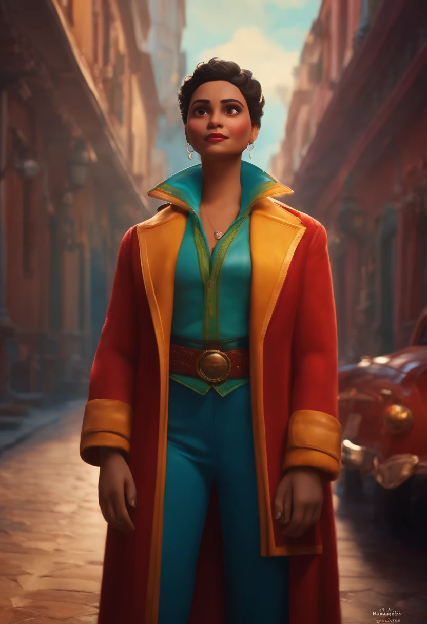 Criar um personagem no estilo pixar dentro de um jaleco. personagem morena