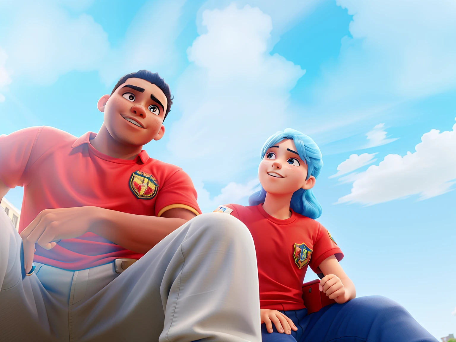 Dois jovens bombeiros , blue skies