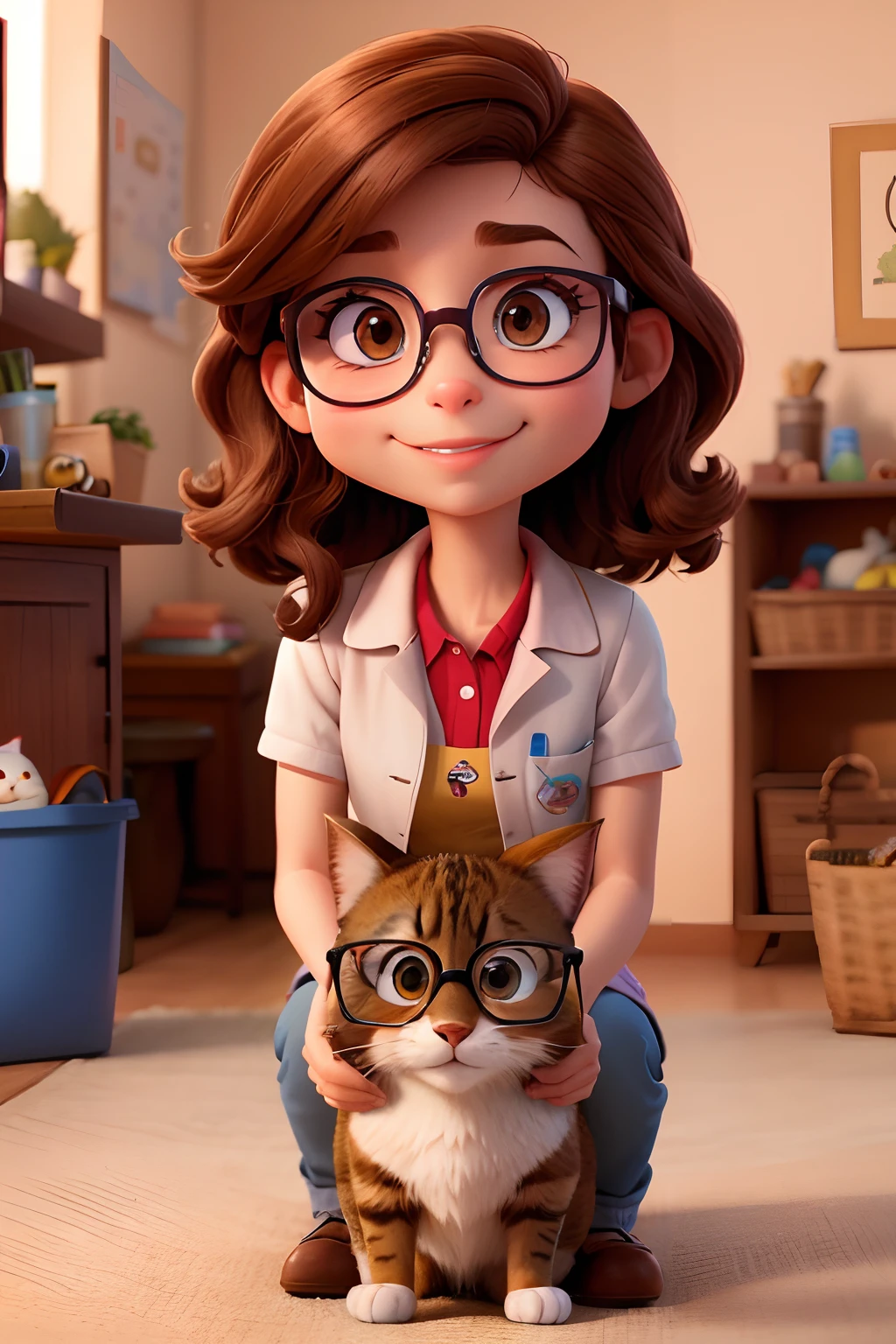 A cute tabby kitten dressed as a nurse, wearing a white nurse outfit