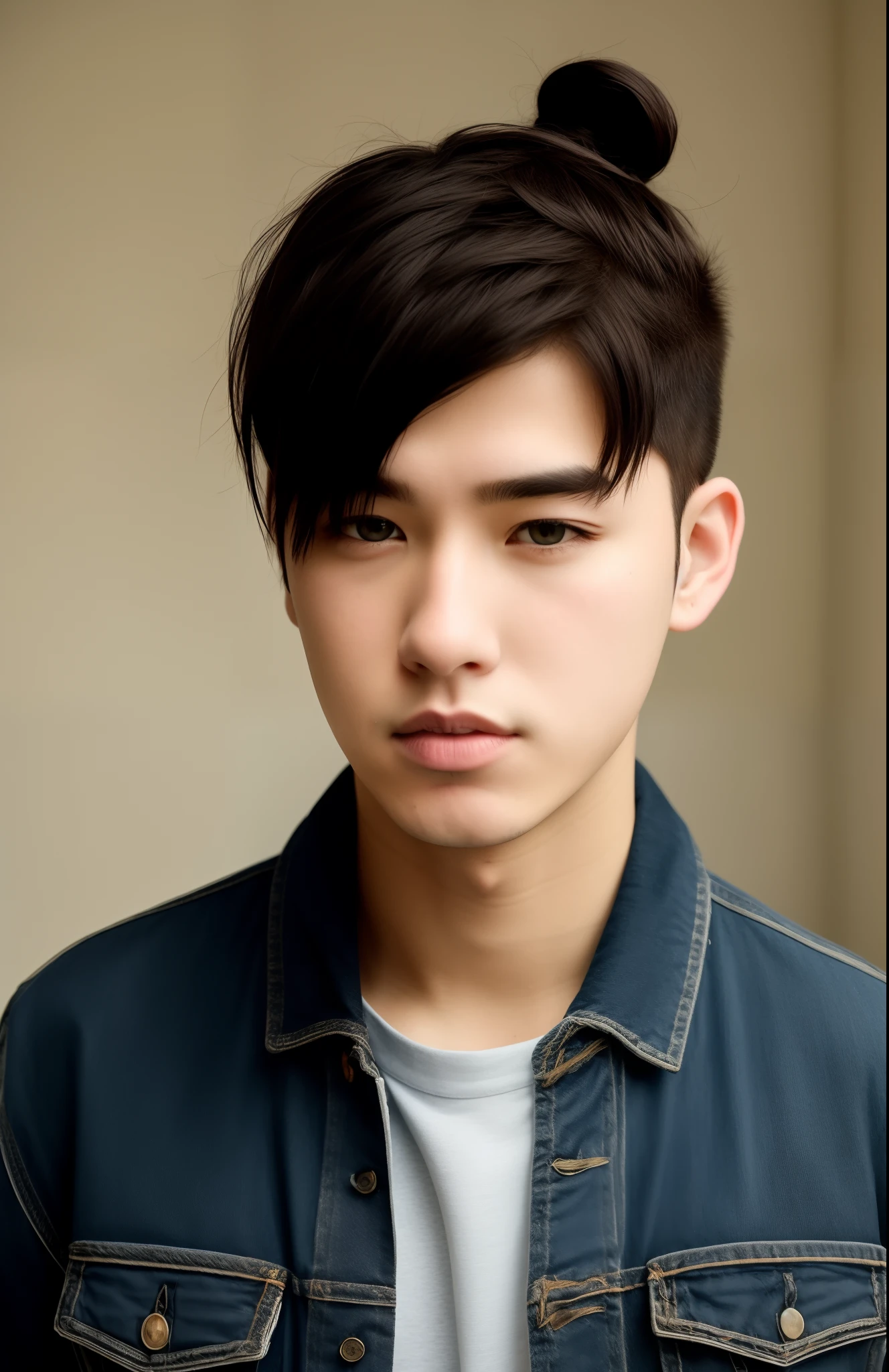 I'm just killin' I'm a boy got short hair with a topknot kinda thin face I'm 20 years old my hair is half straight and black and I've got slightly slanted eyes