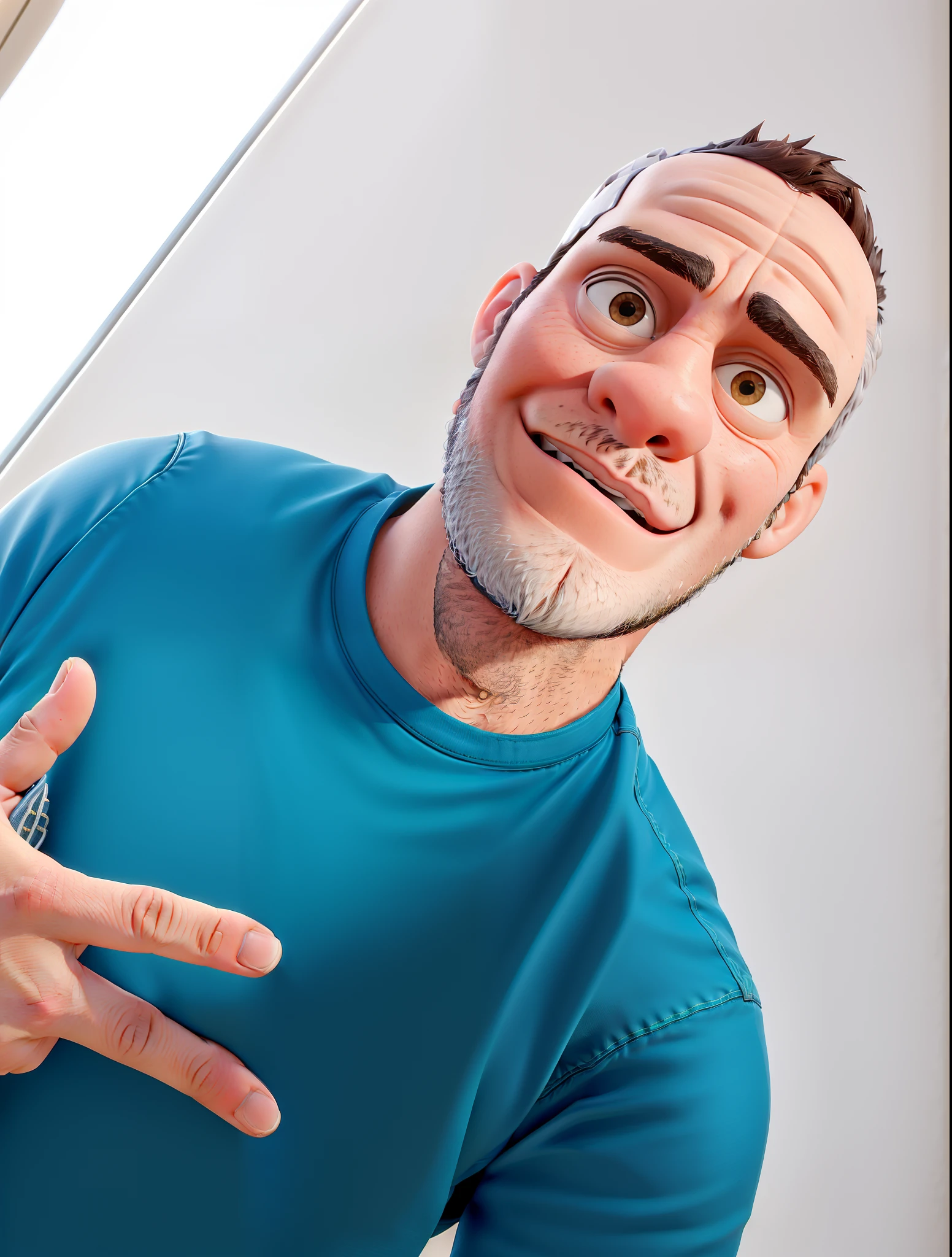 master part, best quality, um velho com barba branca e longos cabelos castanhos, vestindo uma jaqueta de couro e jeans preto, ao lado de sua motocicleta
