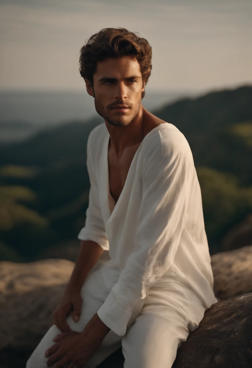 realistic, wide angle, realisim, black man on a beach, Henry Cavill, Tom Hiddleston, in white thong, shirtless, chest hair, no shirt