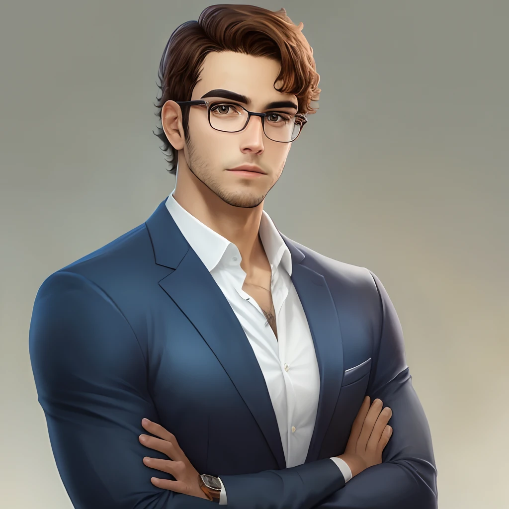 Homem branco, magro, alto, roto serio e intelectual