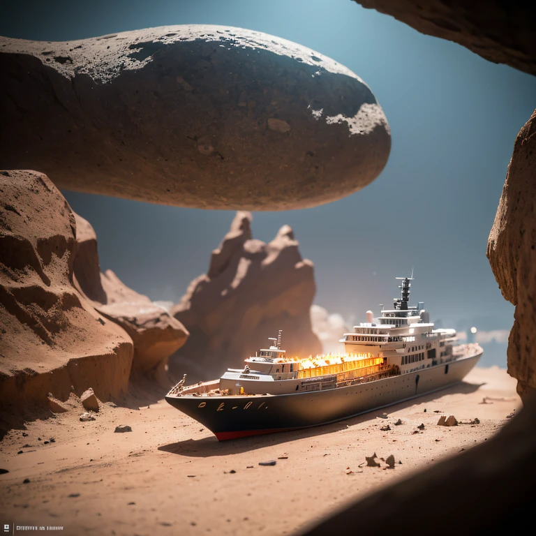 The Great Rift Valley region of the Mo River alluvial plain of Mars,Rock Sugar Onyx Nuclear Power Command Gunship Platinum Cruiser Taxue Red Marble Glow Gunboat Space Station 1:3 Models,mid day,Cyberpunk art of a,Rembrandt light,Detail portrayal,macro shot,surface reflection,high definition detail,Dingdall effect,Light and shadow intensification,The light shines,particle fx,3D modeling,Surface reflected light,detail-rich,Onyx crewneck gunboat