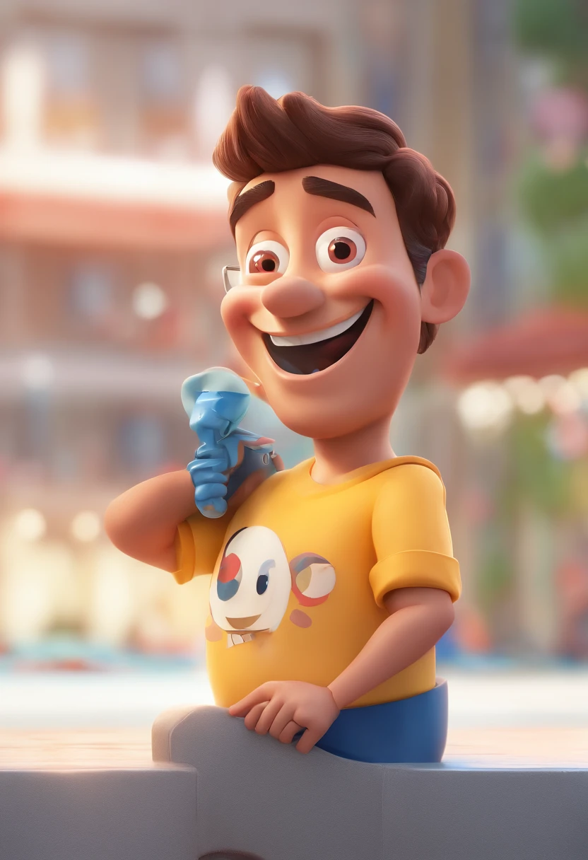 Smiling Man Illustration, sorriso insano, Homem de pele marrom com um sorriso gigante, happily smiling at the camera, sorriso atrevido, he's smiling, sorriso muito grande, Macho sorridente, foto de perfil headshot, rindo sorriso enorme, desenhando no estilo de Arte 3D, c4d, fundo de cor branco puro, estilo disney, estilo pixar render ilustracao Super Detalhe, 8k