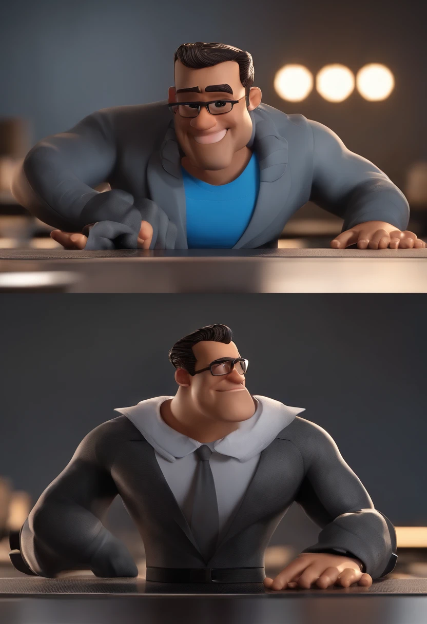 Personagem dos desenhos animados de um homem branco de 24 anos, enfermeiro, cabelo preto escuro e uma camisa azul, animation character, Caractere estilizado, animation style rendering, 3D estilizado, Arnold Maya render, 3 d render stylized, toon render keyshot, Personagem 3D, Personagem 3D, 3d rendering stylized, 3 d character render, personagem de desenho animado, Personagem de close up, Pose de personagem,  (Estilo Pixar) (master part:1.2) (Bokeh) (best quality) (pele detalhada) (textura detalhada) (8k) (argila) (Cinematic lighting) (foco nítido