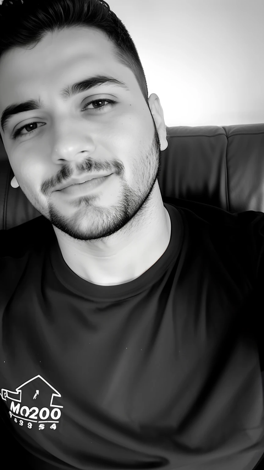 arafed man sitting on a couch with a remote control in his hand, taken in the early 2020s, dessaturados!!, imagem de qualidade muito baixa, foto de perfil headshot, imagem em preto e branco, tiradas no final dos anos 2000, foto do snapchat, taken in the late 2010s, com barba e camisa preta