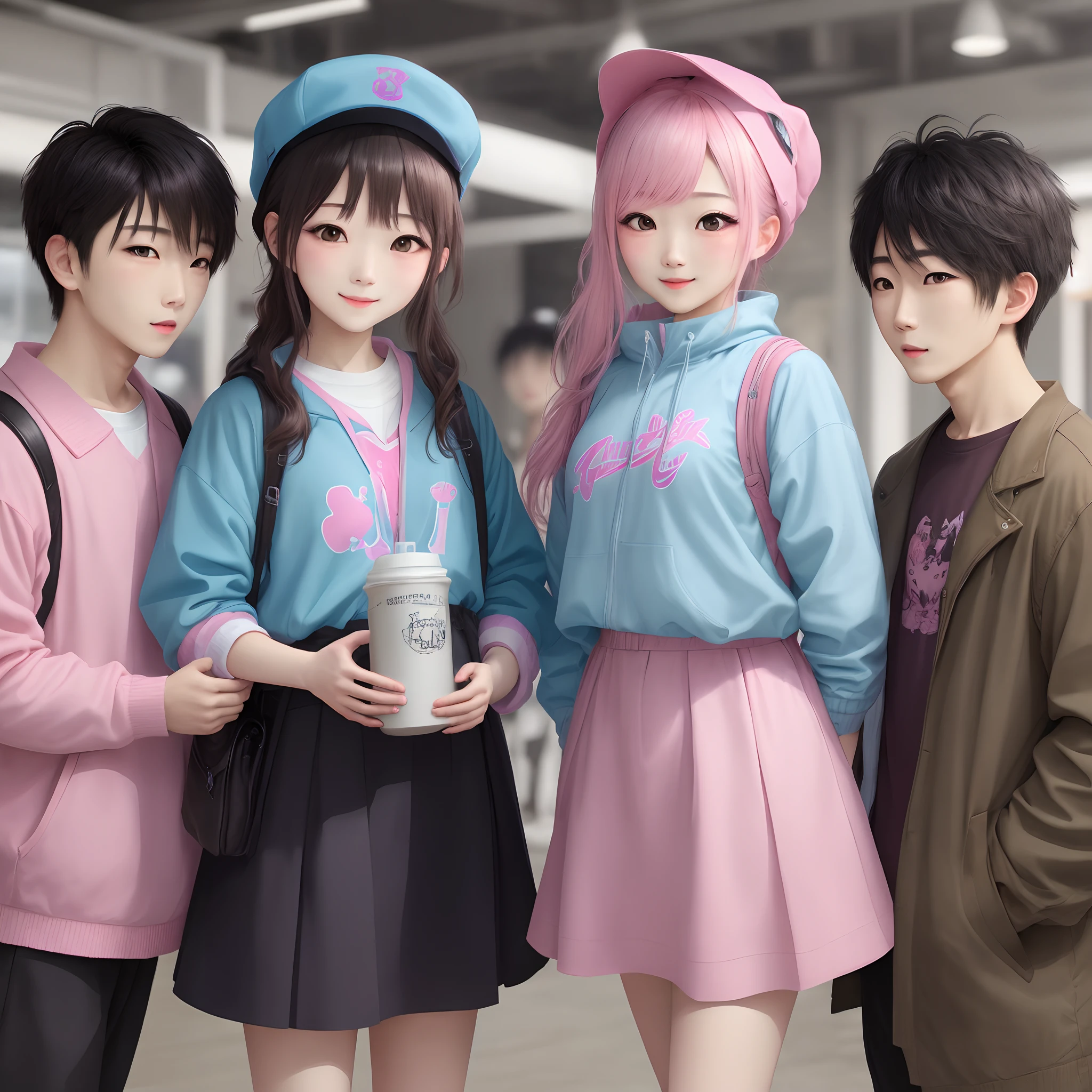 girl with、2guys、Pink and light blue、Mass production type
