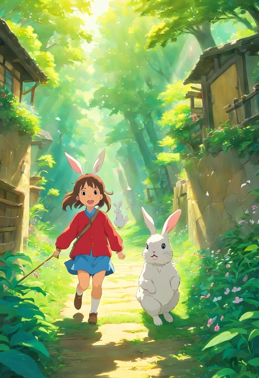Rabbits play in Morili