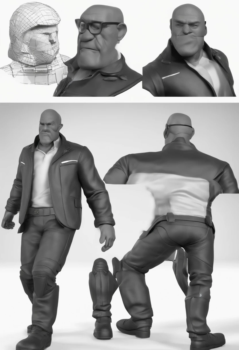 Personagem de desenho animado de um homem careca com uma barba preta, camisa preta, camera in hand, animation character, Caractere estilizado, animation style rendering, 3D estilizado, Arnold Maya render, 3 d render stylized, toon render keyshot, Personagem 3D, Personagem 3D, 3d rendering stylized, 3 d character render, personagem de desenho animado, Personagem de close up, Pose de personagem, (Estilo Pixar) (master part:1.2) (Bokeh) (best quality) (pele detalhada) (textura detalhada) (8k) (argila) (Cinematic lighting) (foco nítido