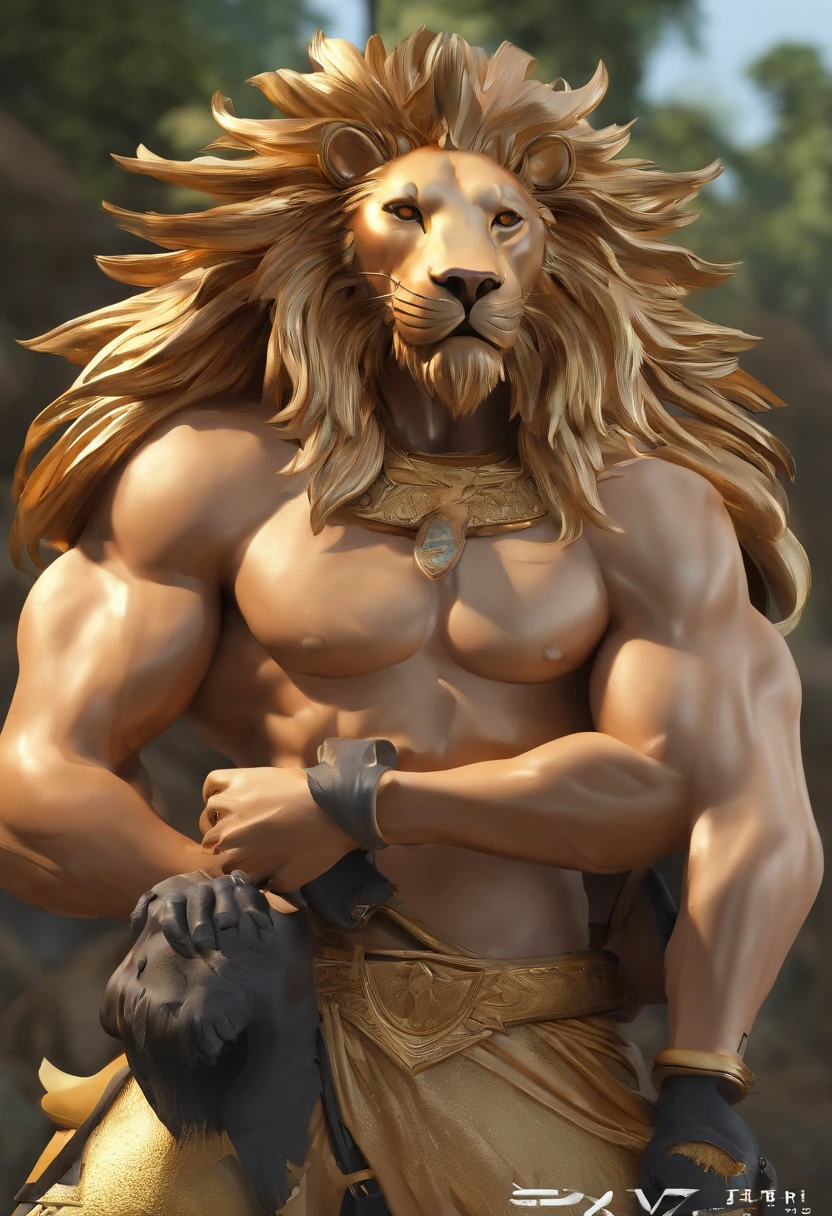 coloque 1 par de asas nele, And that on his arms he has a lion tattoo