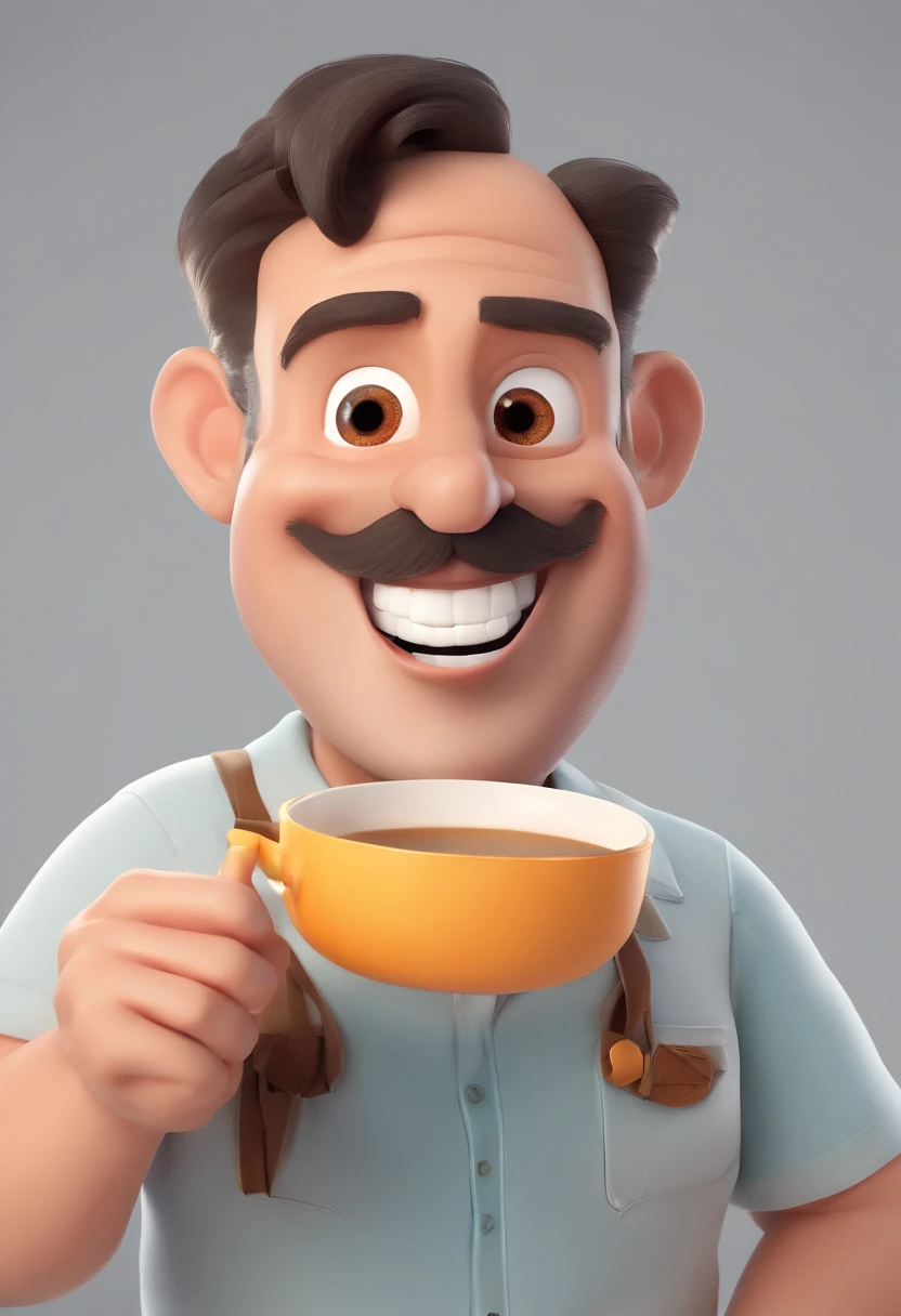 Smiling Man Illustration, sorriso insano, Homem de pele marrom com um sorriso gigante, happily smiling at the camera, sorriso atrevido, he's smiling, sorriso muito grande, Macho sorridente, foto de perfil headshot, rindo sorriso enorme, desenhando no estilo de Arte 3D, c4d, fundo de cor branco puro, estilo disney, estilo pixar render ilustracao Super Detalhe, 8k