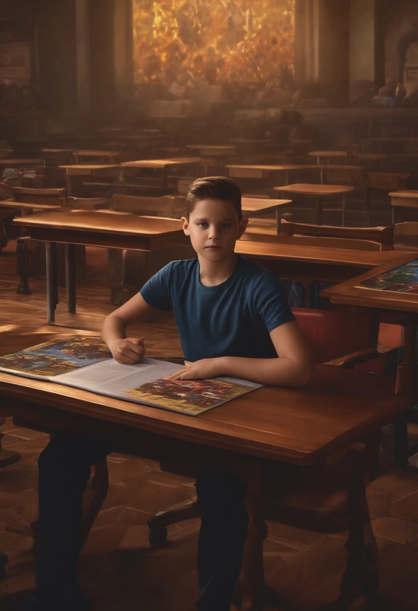 9 year old man at school with The Avengers infinity war pixel version