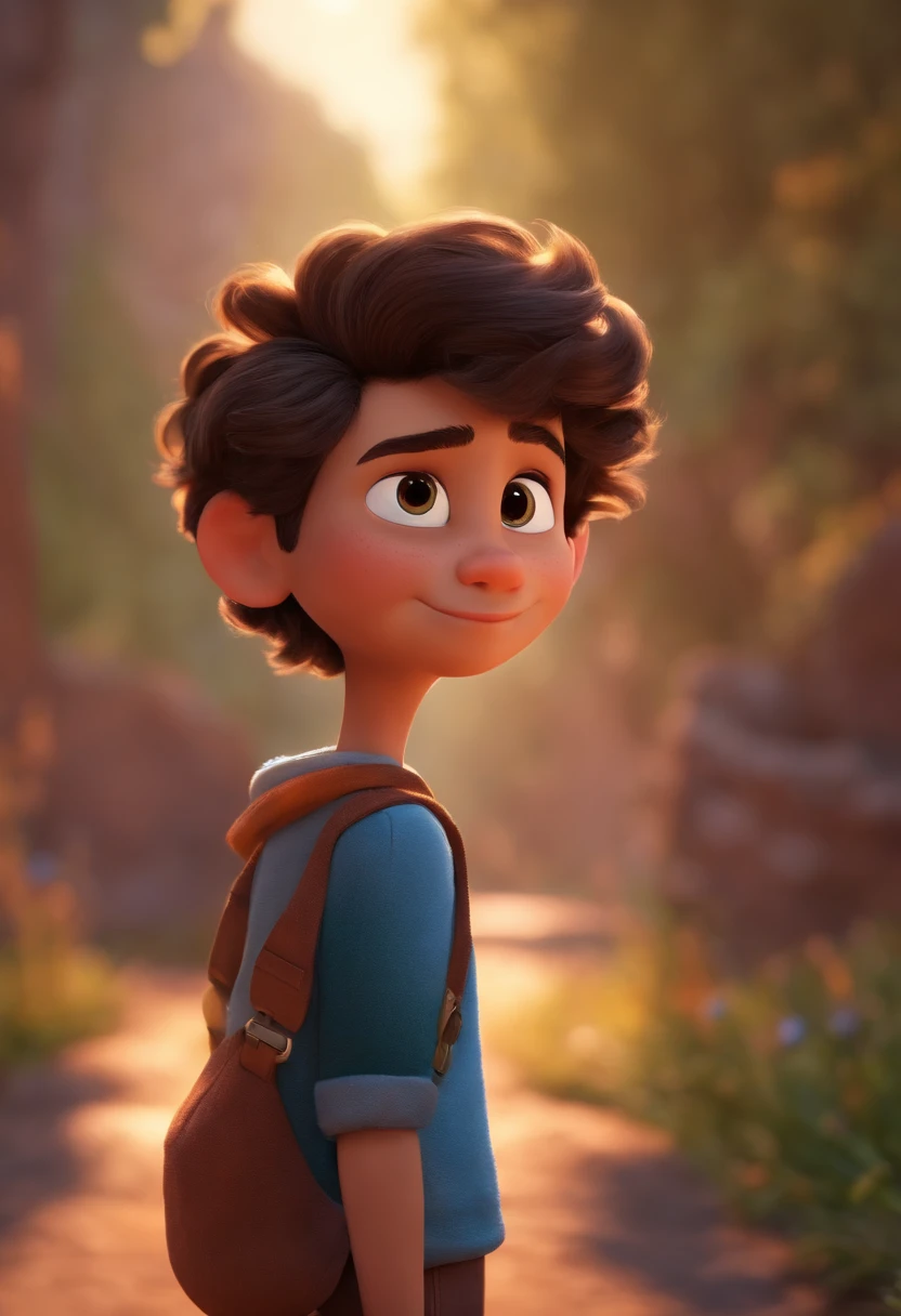Image of a boy for a story in a YouTube video in Pixar format, He's the allabester, He's the class leader, He's outgoing, Playful and gets up for a lot of things
