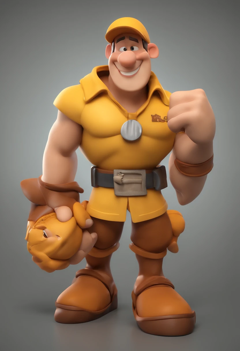 personagem dos desenhos animados de um homem e uma camisa amarela com o nome loucos por sorvete, animation character, Caractere estilizado, animation style rendering, 3D estilizado, Arnold Maya render, 3 d render stylized, toon render keyshot, Personagem 3D, Personagem 3D, 3d rendering stylized, 3 d character render, personagem de desenho animado, Personagem de close up, Pose de personagem,  (Estilo Pixar) (master part:1.2) (Bokeh) (best quality) (pele detalhada) (textura detalhada) (8k) (argila) (Cinematic lighting) (foco nítido