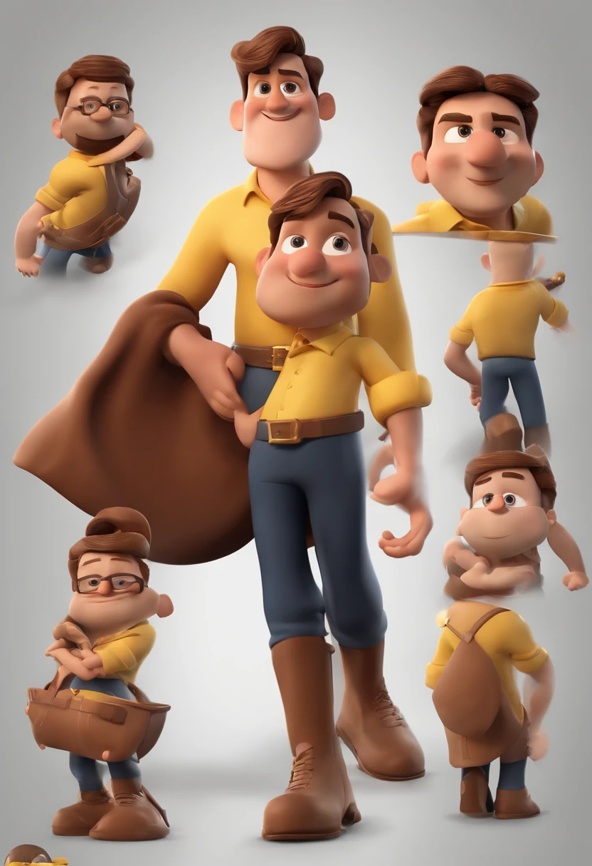 personagem dos desenhos animados de um homem e uma camisa amarela com o nome loucos por sorvete, animation character, Caractere estilizado, animation style rendering, 3D estilizado, Arnold Maya render, 3 d render stylized, toon render keyshot, Personagem 3D, Personagem 3D, 3d rendering stylized, 3 d character render, personagem de desenho animado, Personagem de close up, Pose de personagem, (Estilo Pixar) (master part:1.2) (Bokeh) (best quality) (pele detalhada) (textura detalhada) (8k) (argila) (Cinematic lighting) (foco nítido