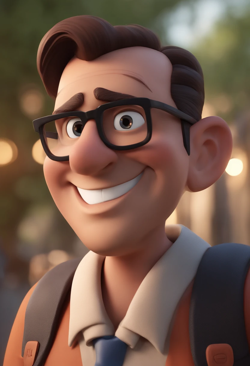 Cartoon character of a man with black glasses and a blue shirt, animation character, Caractere estilizado, animation style rendering, 3D estilizado, Arnold Maya render, 3 d render stylized, toon render keyshot, Personagem 3D, Personagem 3D, 3d rendering stylized, 3 d character render, personagem de desenho animado, Personagem de close up, Pose de personagem, (Estilo Pixar) (master part:1.2) (Bokeh) (best quality) (pele detalhada) (textura detalhada) (8k) (argila) (Cinematic lighting) (foco nítido