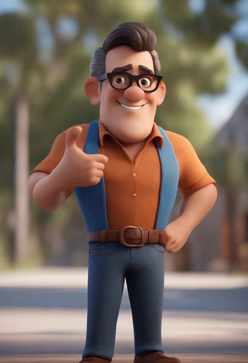 Cartoon character of a man with black glasses and a blue shirt, animation character, Caractere estilizado, animation style rendering, 3D estilizado, Arnold Maya render, 3 d render stylized, toon render keyshot, Personagem 3D, Personagem 3D, 3d rendering stylized, 3 d character render, personagem de desenho animado, Personagem de close up, Pose de personagem, (Estilo Pixar) (master part:1.2) (Bokeh) (best quality) (pele detalhada) (textura detalhada) (8k) (argila) (Cinematic lighting) (foco nítido