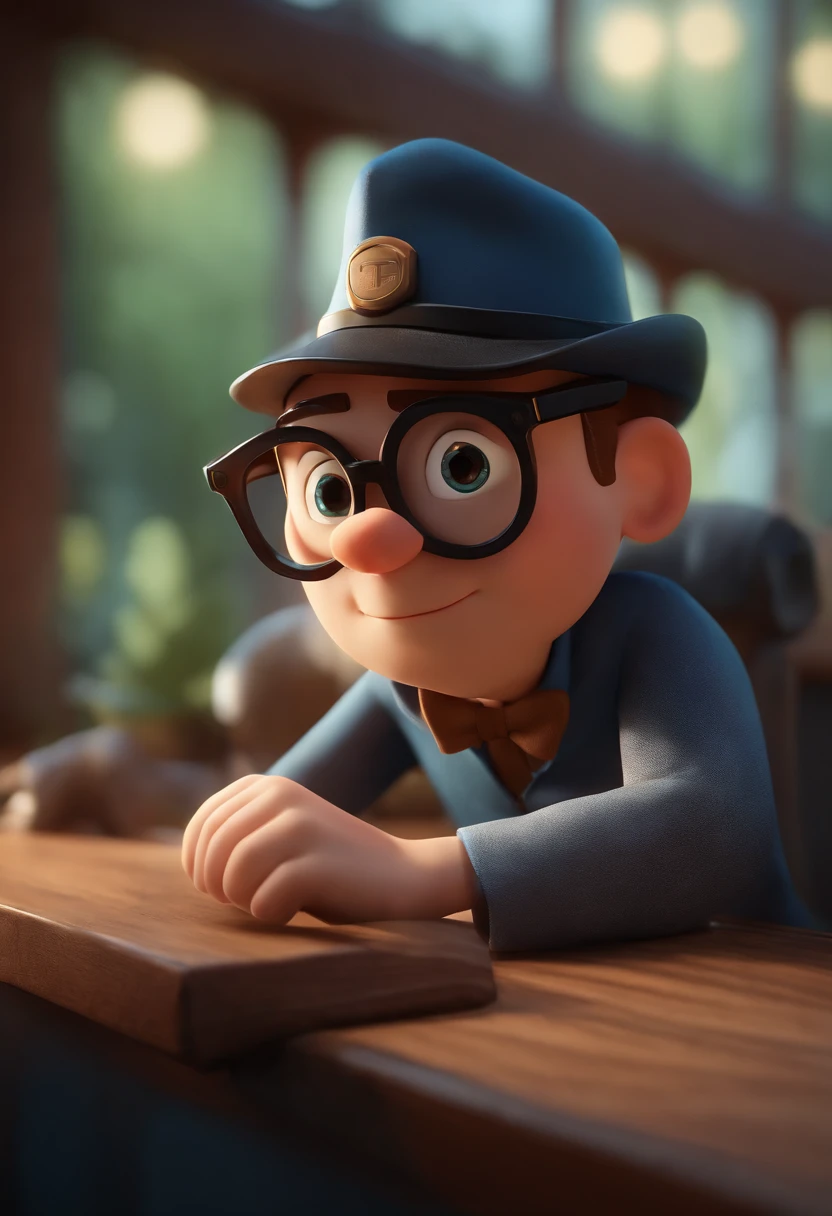 Cartoon character of a man wearing black glasses and a blue shirt, um personagem animado, Caractere estilizado, animation style rendering, 3D estilizado, Arnold Maya render, 3 d render stylized, toon render keyshot, Personagem 3D, Personagem 3D, 3d rendering stylized, 3 d character render, personagem de desenho animado, Personagem de close up, Pose de personagem,  (Estilo Pixar) (master part:1.2) (Bokeh) (best quality) (pele detalhada) (textura detalhada) (8k) (argila) (Cinematic lighting) (foco nítido