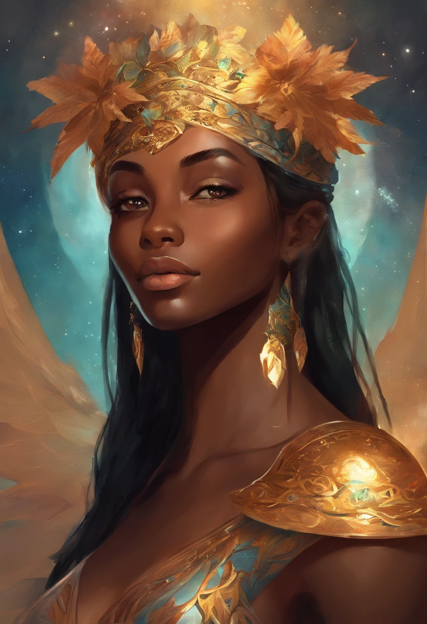 Brown Skin, Shoulder-length Black Hair , seios pequeno , medium mouth , olhos pretos.