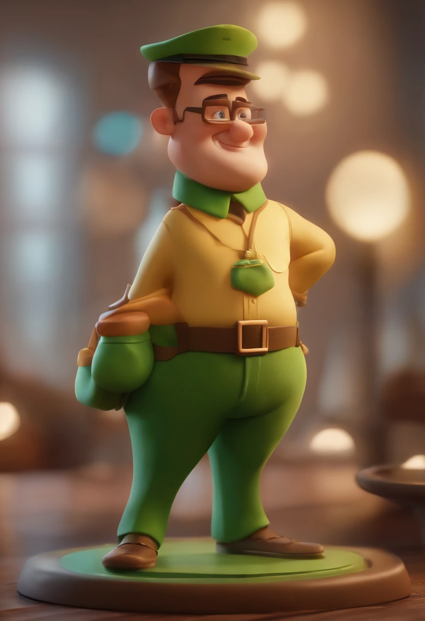 Personagem de desenho animado de um homem uma camisa verde, um personagem animado, Caractere estilizado, animation style rendering, 3D estilizado, Arnold Maya render, 3 d render stylized, toon render keyshot, Personagem 3D, Personagem 3D, 3d rendering stylized, 3 d character render, personagem de desenho animado, Personagem de close up, Pose de personagem, (Estilo Pixar) (master part:1.2) (Bokeh) (best quality) (pele detalhada) (textura detalhada) (8k) (argila) (Cinematic lighting) (foco nítido