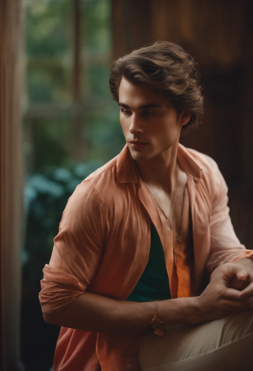 Alec benjamin, 1boy, male focus, topless, silk sleep pants, big bulge , full body shot, highly detailed, artesian, masterpiece, 8k, ,skin texture, skin ,details, natural light, sharp focus, cinematic, crystal clear, intricate detail