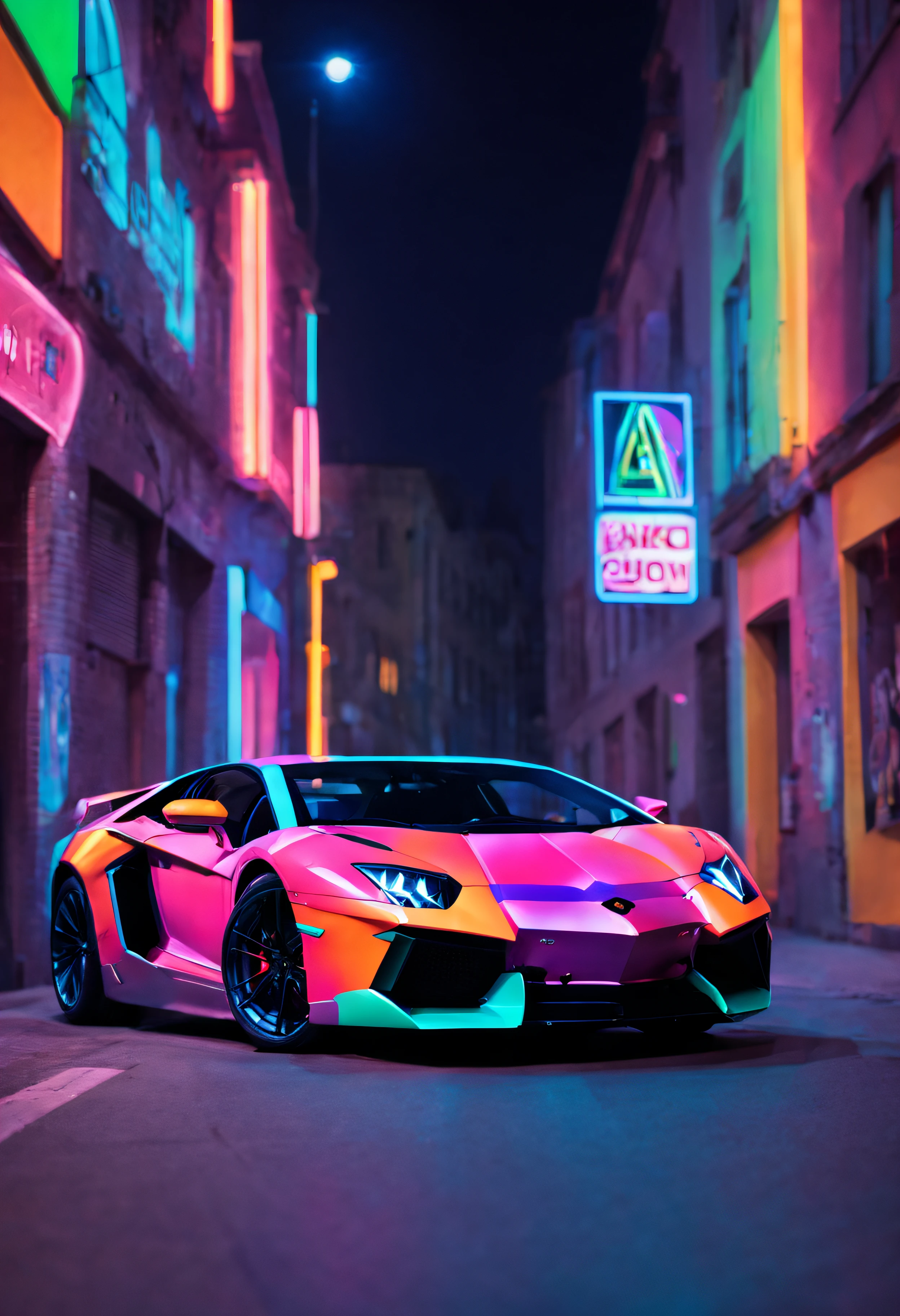 neon style, Lamborghini Aventador LP700-4